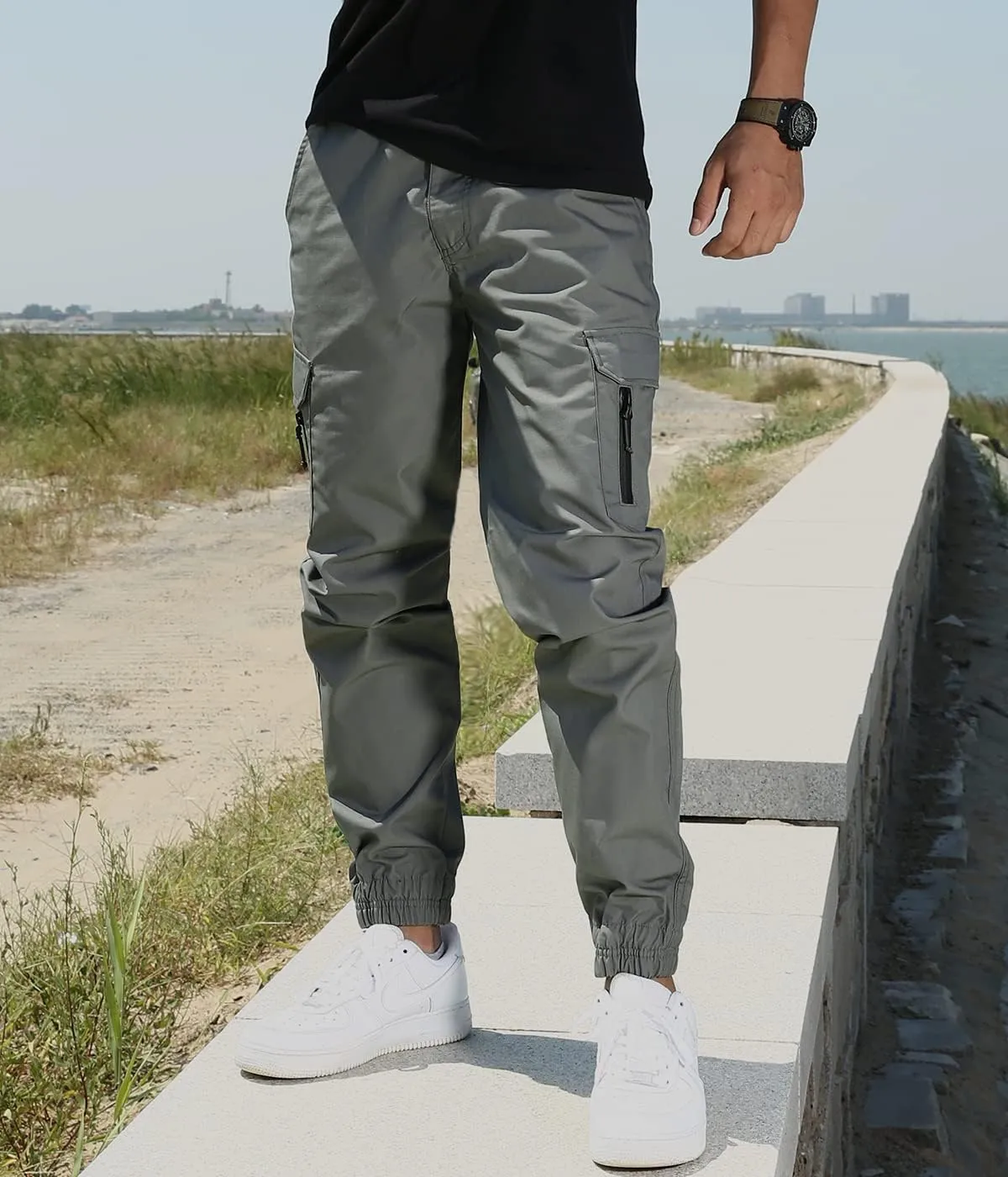 NAVEKULL Men's Camouflage Tactical Pants Waterproof Lightweight Ripstop Outdoor Hiking Tapered Cargo Pants