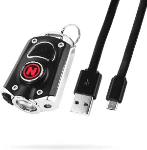 NEBO MYCRO Keychain Flashlight | 400 Lumens, 40 Hours Run Time, Rechargeable EDC Light With 6 Red, Green & White Modes, Water Resistant, Portable, Includes Charging Cable & Stainless Steel Necklace
