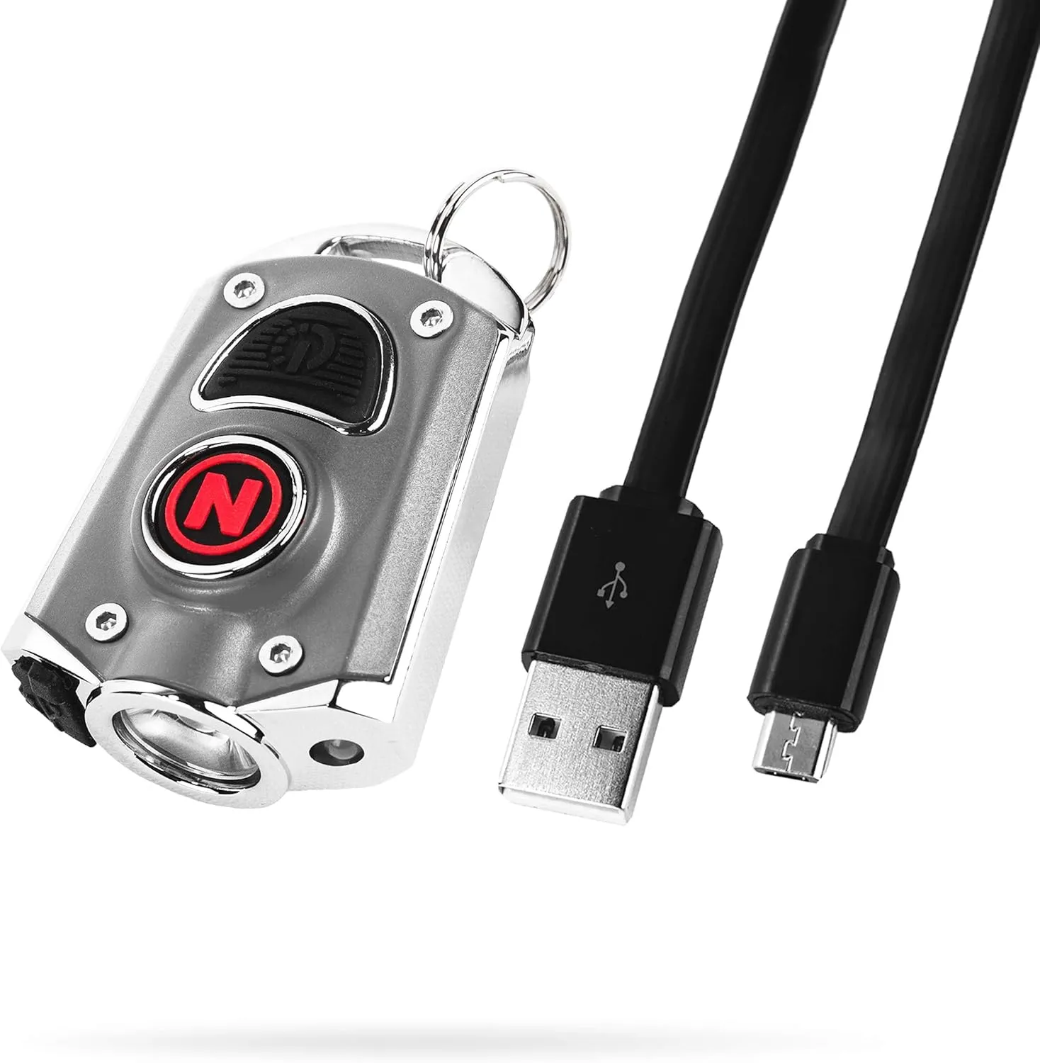 NEBO Mycro Rechargeable LED Keychain Light | Key Ring Flashlight Features 6 Light Modes,