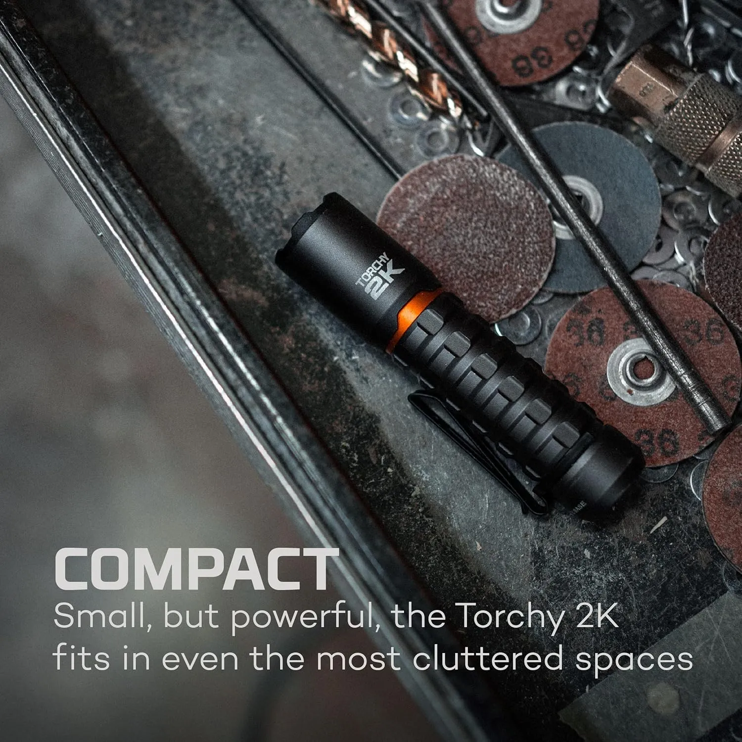 NEBO Redline Torchy 2K, 2000 Lumen Pocket, Rechargeable LED, Water & Impact Resistant Flashlight for EDC with Smart Power Control, Power Memory Recall, Removable Clip for Camping, Hunting, Hiking