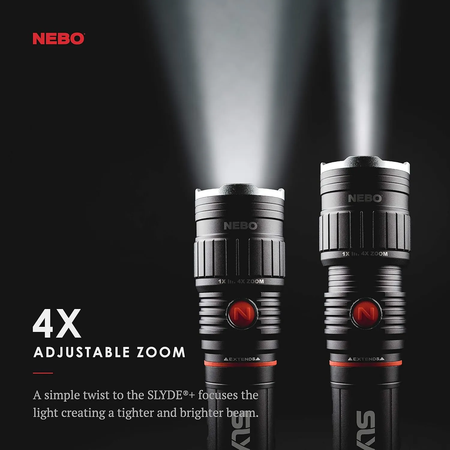 Nebo Slyde Rechargeable Flashlight with Work Light | Rechargeable Flashlight with 4 Light Modes and a Magnetic Base