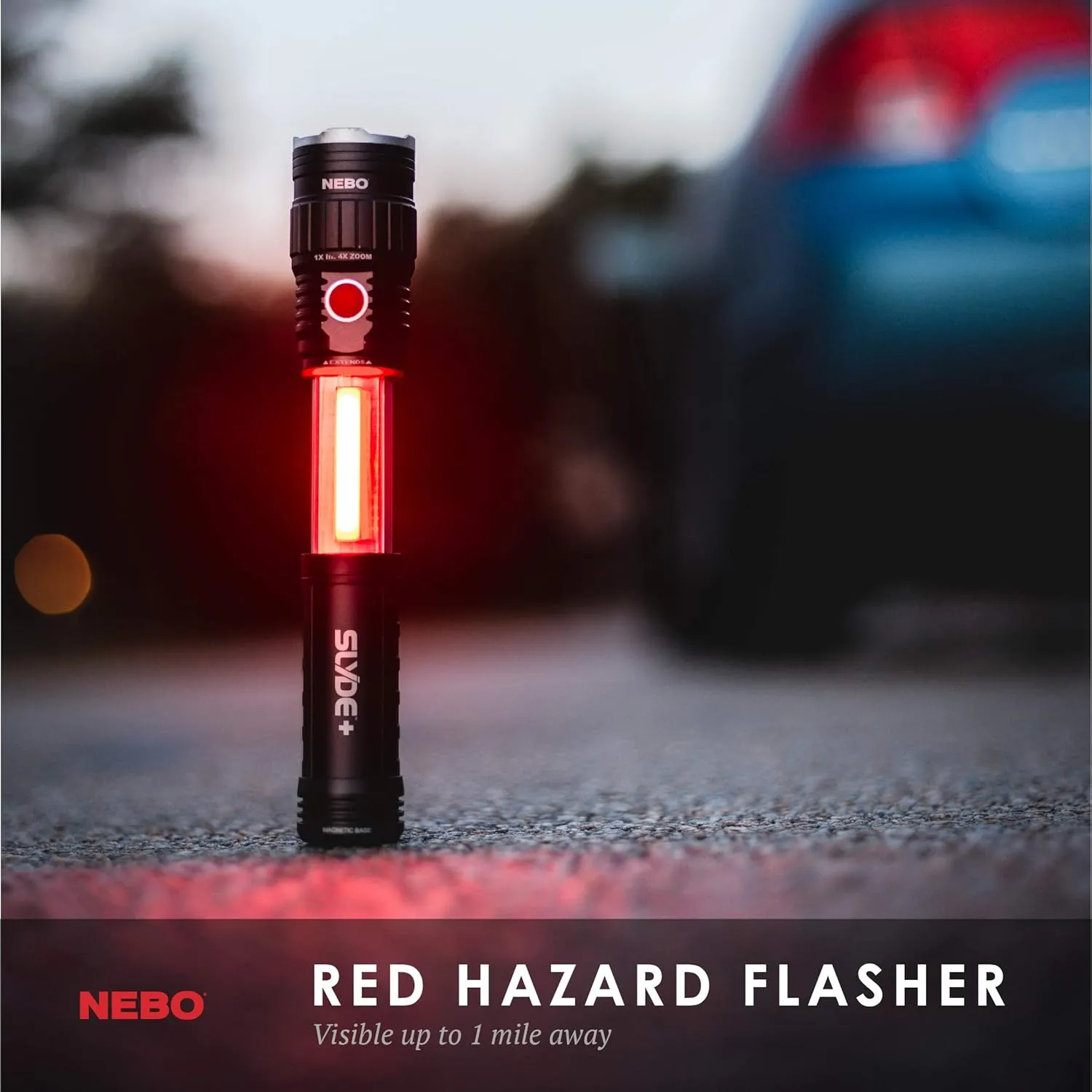 Nebo Slyde Rechargeable Flashlight with Work Light | Rechargeable Flashlight with 4 Light Modes and a Magnetic Base