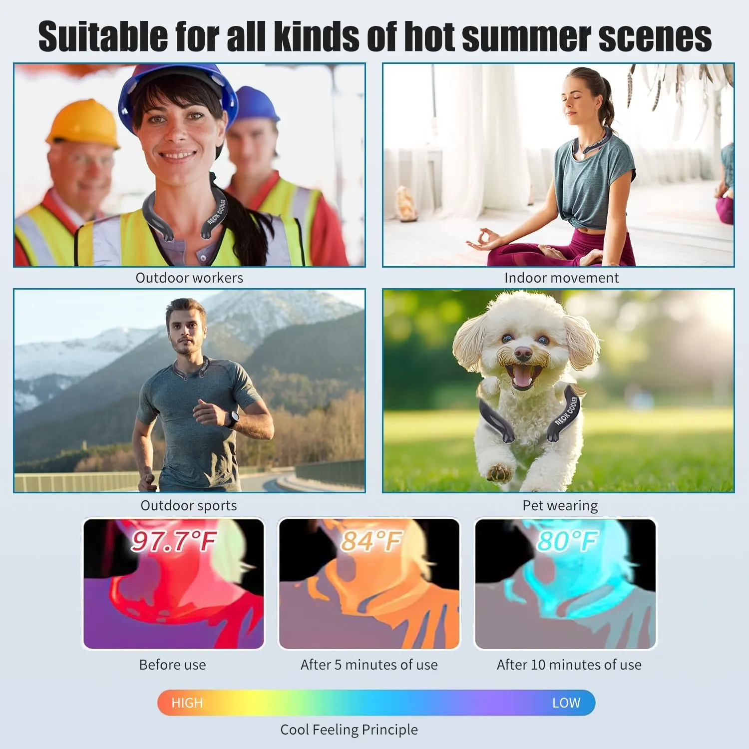 Neck Cooling Tube with Insulation Bag, Reusable Ice Ring for Instant Cooling, Freezes Below 64℉- Ideal for Hot Weather, Outdoor Sports, and Workers. Wearable Neck Cooler in Summer.(Black, L)