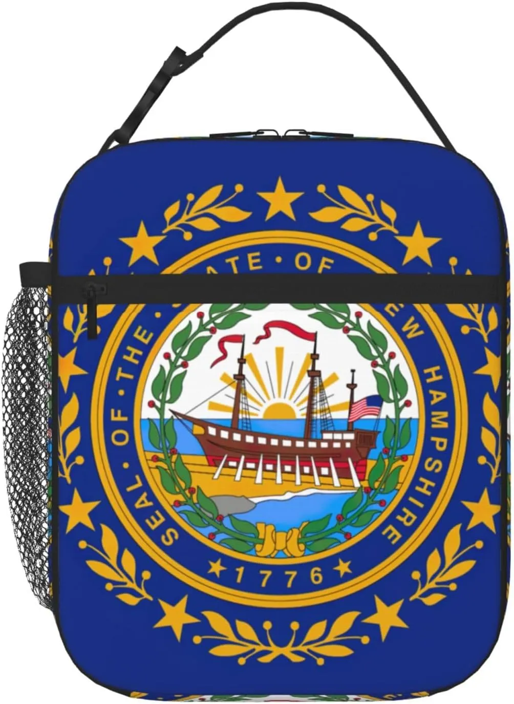 New Hampshire State Flag Print Unisex Beach Insulated Cooler Lunch Bag For Work, Travel 8x4x 10in Lunch Boxes