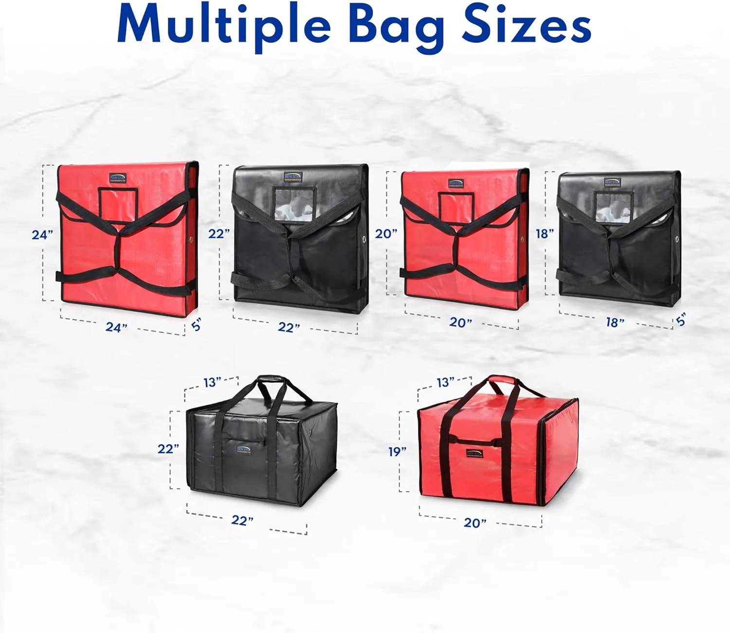 New Star Foodservice 51117 Insulated Pizza Delivery Bag, 20" by 20" by 5", Black