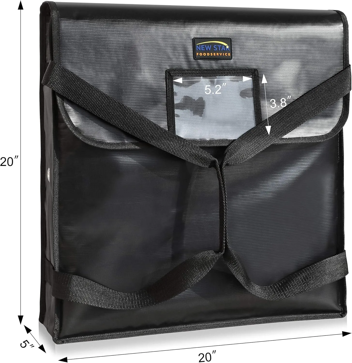 New Star Foodservice 51117 Insulated Pizza Delivery Bag, 20" by 20" by 5", Black