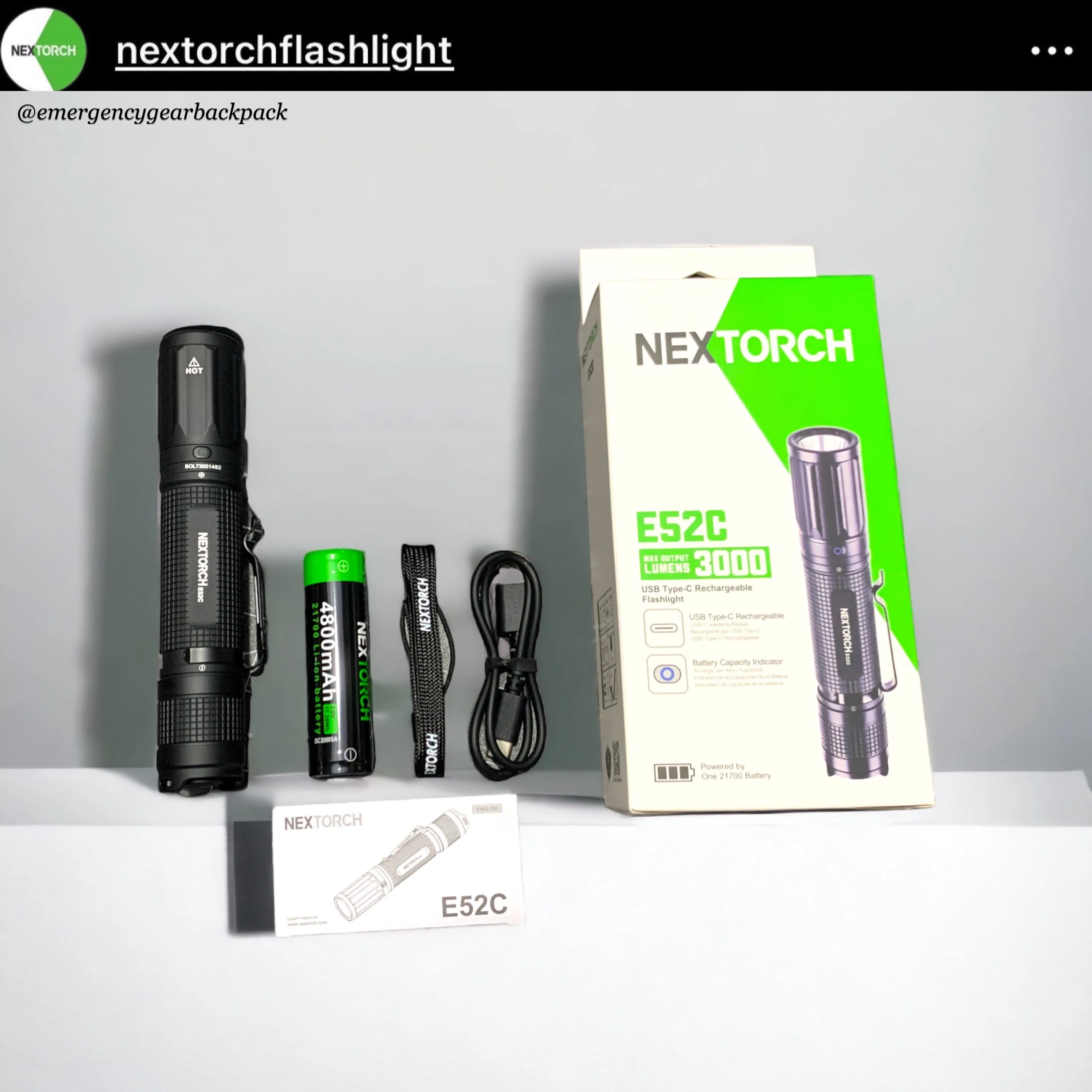 NEXTORCH E52C 3000LMS 210M Outdoor Flashlight