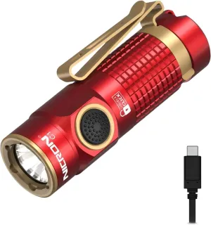 NICRON Mini Flashlight, 1200 lumens Rechargeable led flashlights high lumens with Clip on Flashlight, Tactical flashlights with Magnet, Waterproof EDC Flashlight for Emergencies Camping Outdoor (Red)