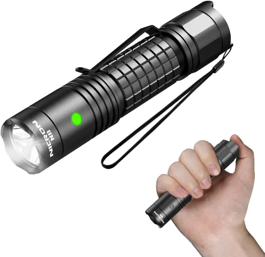 NICRON Rechargeable Flashlights, N8 Flashlights High Lumens 6 Modes Super Bright Tactical Flashlight, IPX8 Waterproof 1300 lumens Flashlight for Camping, Emergency, Outdoor, Inspection