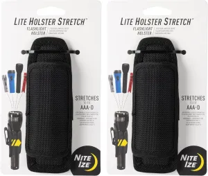 Nite Ize Lite Holster Stretch Flashlight Holster - Belt Clip Flashlight Holder - Soft Hip Clip for Convenient Tactical Flashlight Use - 2 Count (2 Pack)