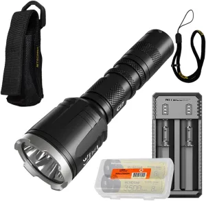 Nitecore CI7 2500 Lumen Tactical Flashlight with 7000mw 940nm Long Range Infrared IR Illuminator and Smart Charger Set (2X NL1835HP) LumenTac Organizer