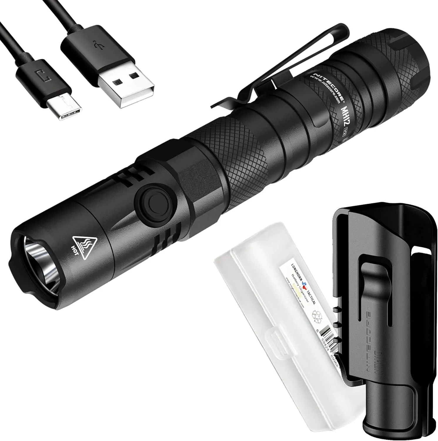 Nitecore MH12 v2 1200 Lumen USB-C Rechargeable Tactical Flashlight with LumenTac Organizer