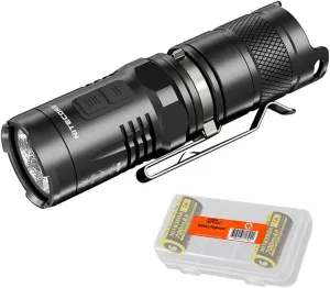 Nitecore MT10C 920 Lumen Multitask Tactical Flashlight with Red Light, 2X Rechargeable Batteries, and LumenTac Battery Organizer