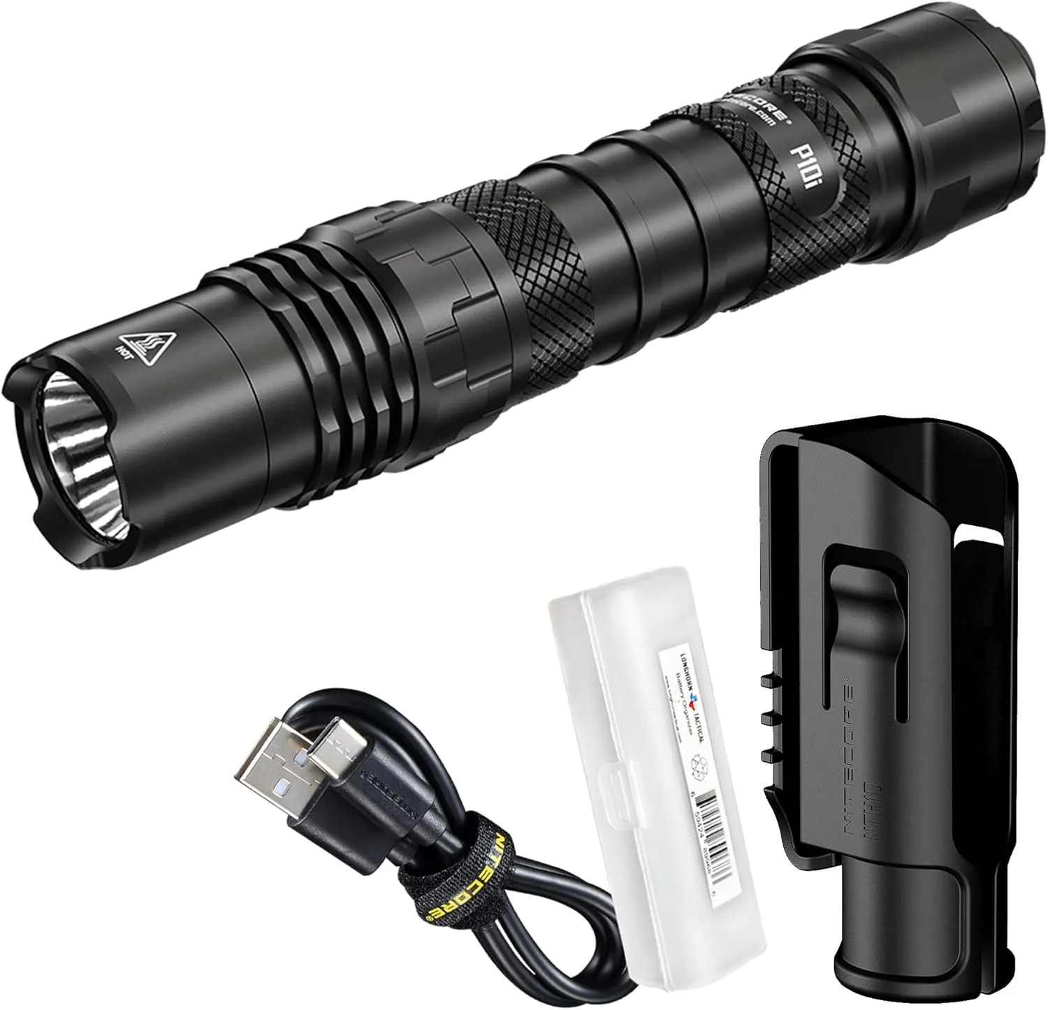 Nitecore P10i 1800 Lumen USB-C Rechargeable Tactical Flashlight, Strobe Ready with LumenTac Organizer