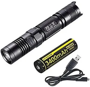 Nitecore P12GT LED Flashlight 1000Lm & NL1834R Battery and Eco-Sensa USB Cable