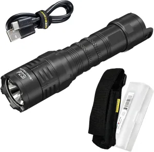 Nitecore P23i Tactical Flashlight, 3000 Lumen USB-C Rechargeable Long Throw Super Bright with Lumentac Organizer