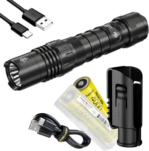 Nitecore Power Bundle P10i NL2150HPI (P10i) 1800 Lumen USB-C Rechargeable Tactical Flashlight, Strobe Ready with LumenTac Organizer