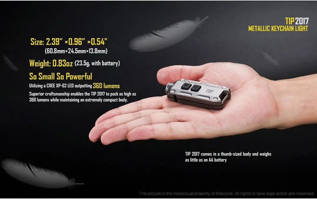 Nitecore Tip 360 Lumens Light USB Rechargeable Keychain Flashlight