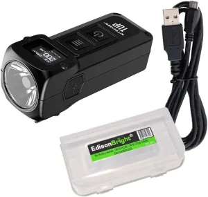 Nitecore TUP CREE LED 1000 Lumen USB rechargeable compact flashlight, Battery, USB Charging Cable and EdisonBright charging cable carry case bundle … (Black)