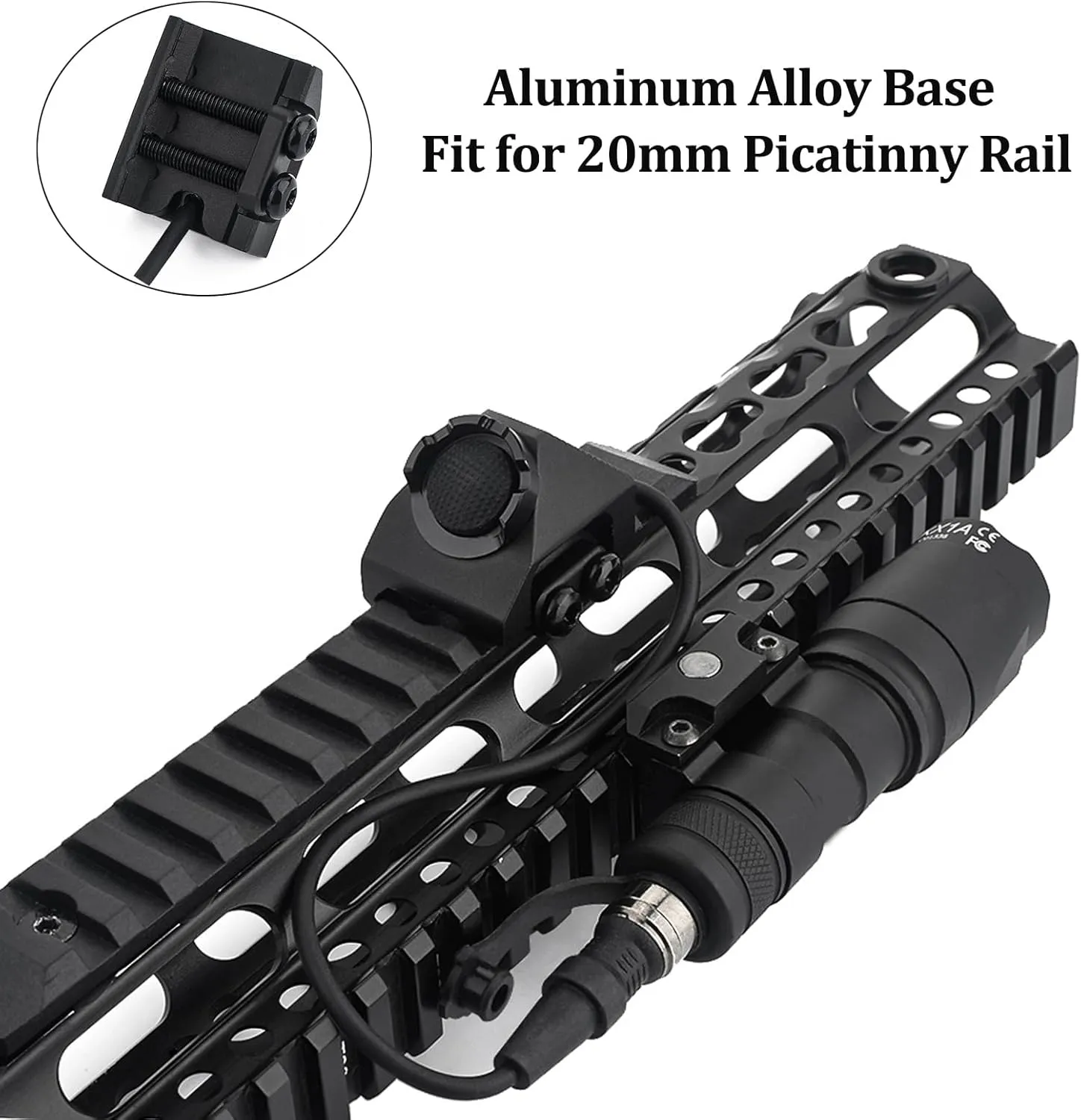 NOBUHIRO Remote Pressure Switch Compatible with M300 M600 Tactical Flashlights, Metal Tactical Light Switch Weapon Light Switch Mounted for 20mm Picatinny Rail