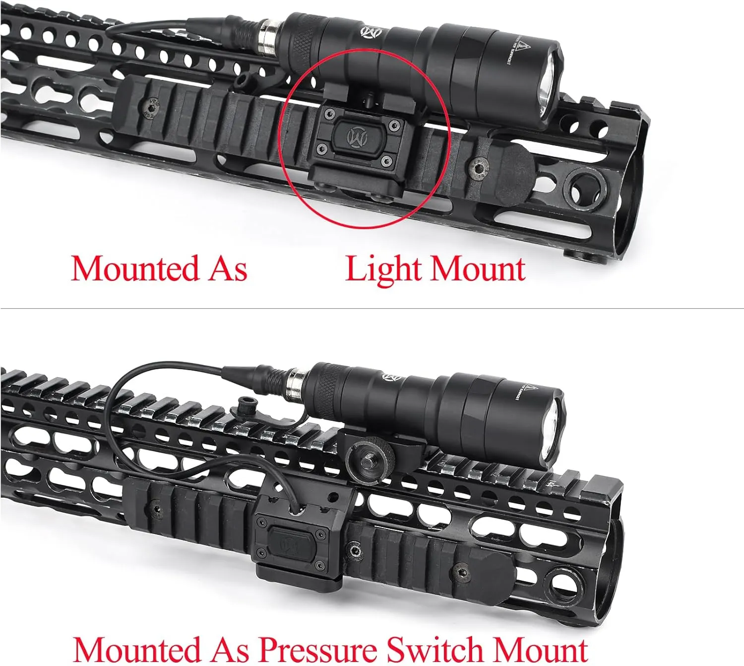NOBUHIRO Tactical Modular Wire Remote Pressure Switch with Offset Light Mount for M300 M600 Scout Light, with SF Plug for M300 M600 Series Flashlights, Fit for 20mm Picatinny Rail (SF)