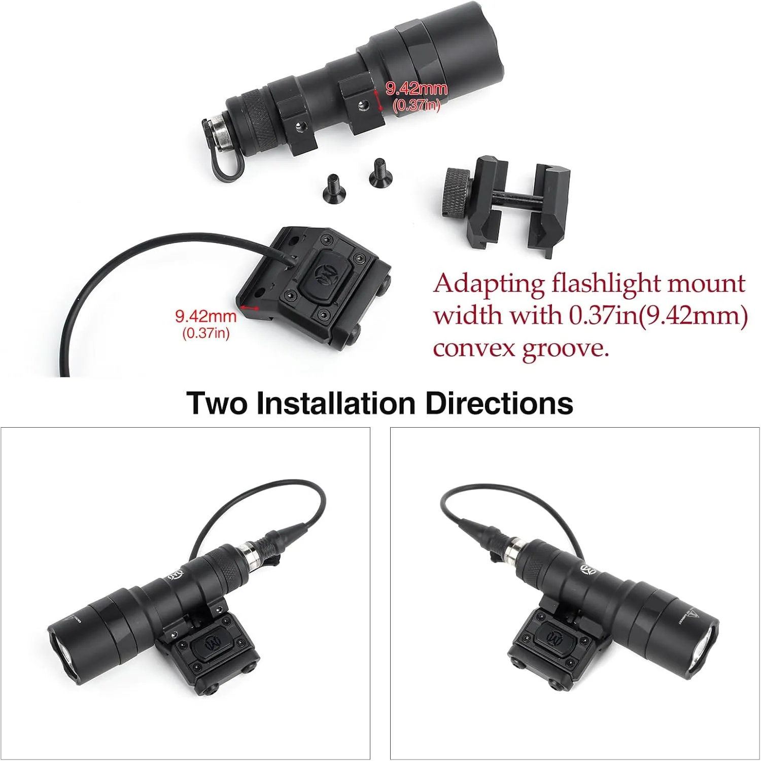 NOBUHIRO Tactical Modular Wire Remote Pressure Switch with Offset Light Mount for M300 M600 Scout Light, with SF Plug for M300 M600 Series Flashlights, Fit for 20mm Picatinny Rail (SF)