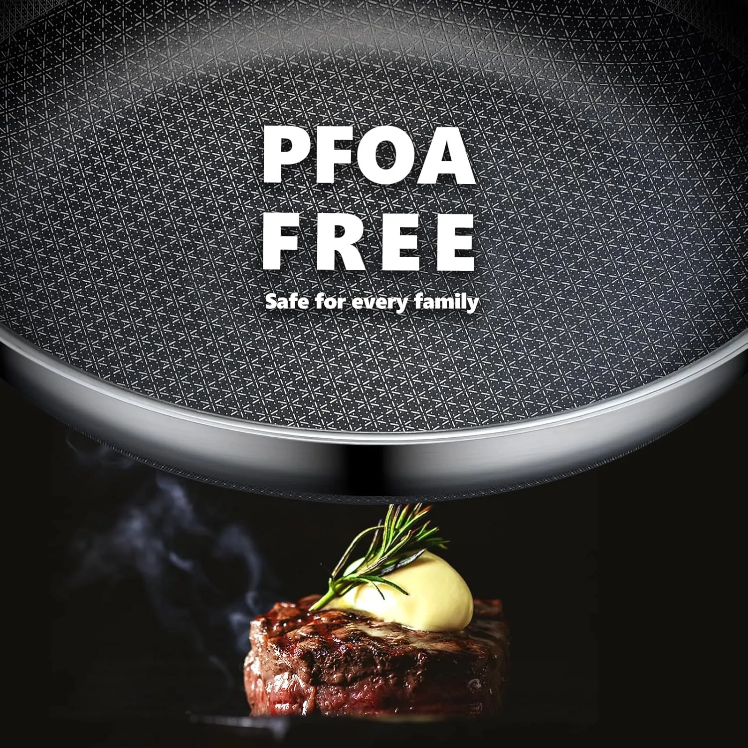 Non Stick Frying Pans, 12 inch Hybrid Frying Pans Nonstick,non stick Stainless Steel Skillets, Dishwasher and Oven-Safe Chef Pan, Induction Compatible Cooking Pan, PFOA Free Cookware