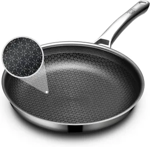 Non Stick Frying Pans, 12 inch Hybrid Frying Pans Nonstick,non stick Stainless Steel Skillets, Dishwasher and Oven-Safe Chef Pan, Induction Compatible Cooking Pan, PFOA Free Cookware