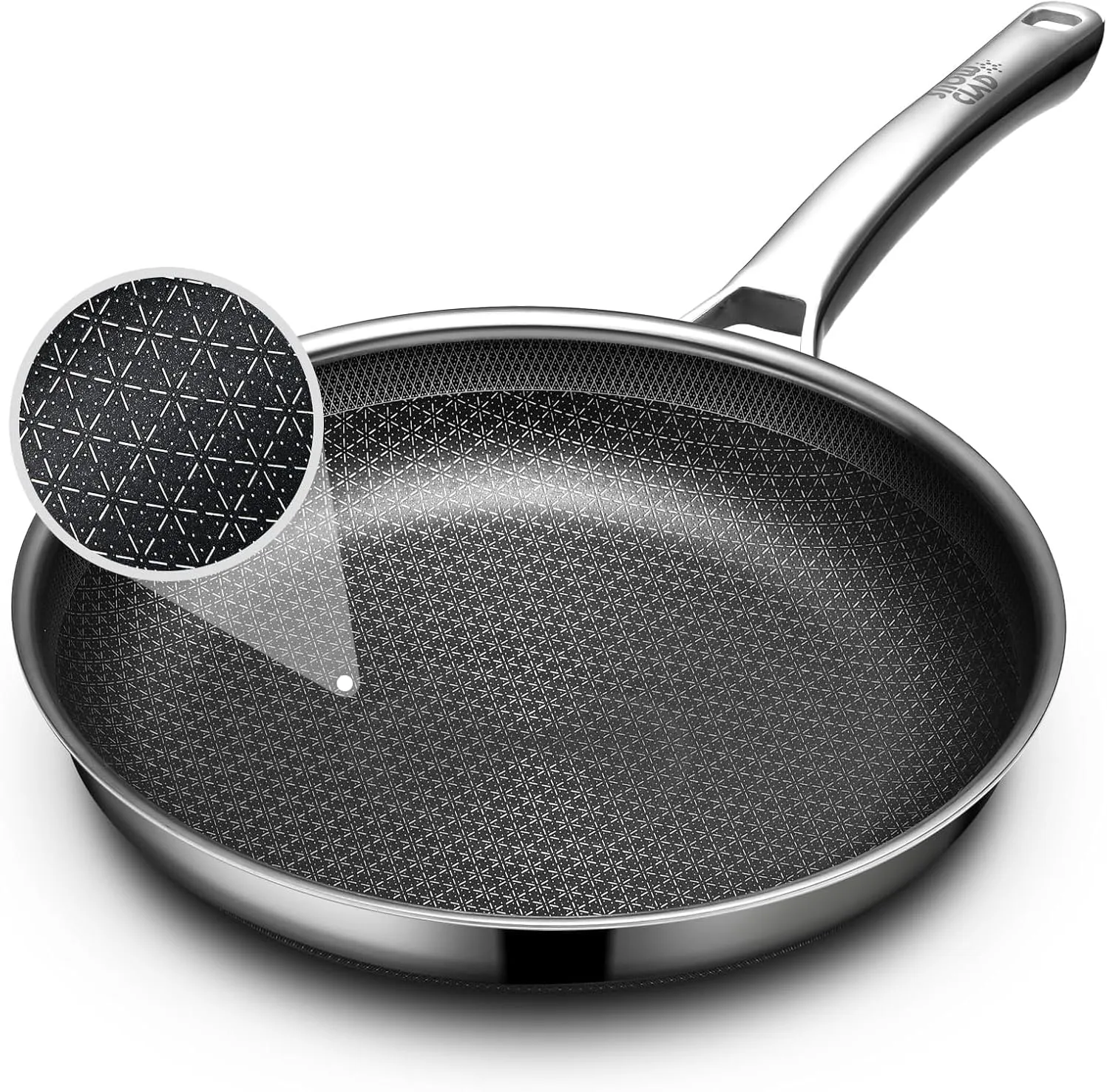 Non Stick Frying Pans, 12 inch Hybrid Frying Pans Nonstick,non stick Stainless Steel Skillets, Dishwasher and Oven-Safe Chef Pan, Induction Compatible Cooking Pan, PFOA Free Cookware