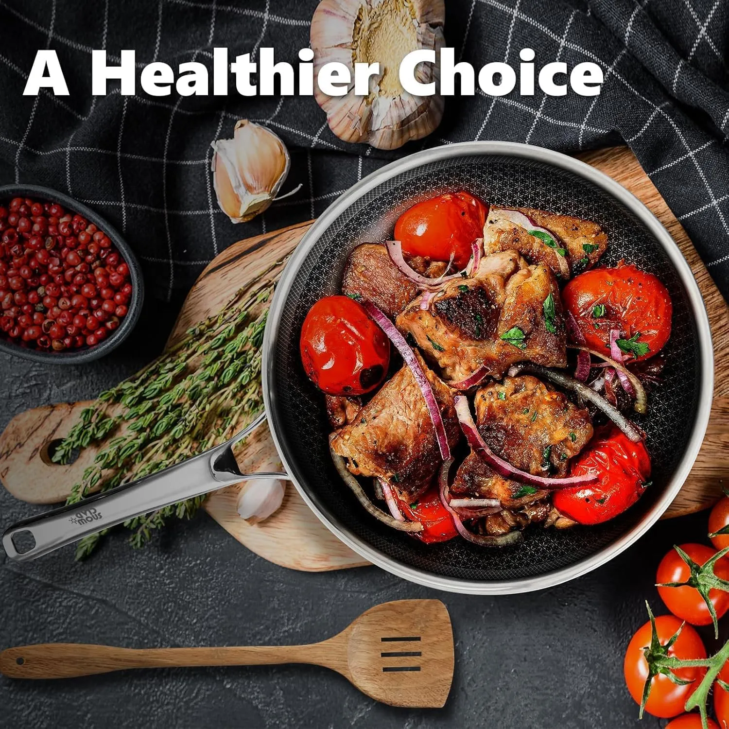 Non Stick Frying Pans Set, Hybrid Pans Set Nonstick (8 10 12inch),Pan for cooking, PFOA Free Kitchen set, Dishwasher and Oven Safe Cookware Sets, Induction Compatible Stainless Steel Skillets