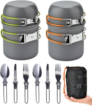 Nonstick Camping Cookware Set, Outdoor Cooking Bowl Pot Pan Fork Spoon Kits for Backpacking, Outdoor Camping Hiking and Picnic