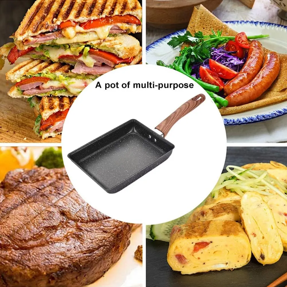 Nonstick Pan-Square Pan,Egg Roll Pan-Rectangle Frying Pan-Small Frying Egg Pan, Easy to Clean,6.3 x 7.8 inch