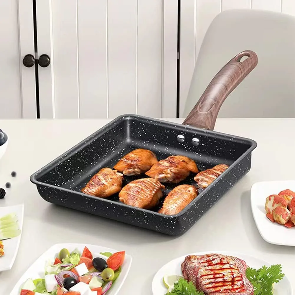 Nonstick Pan-Square Pan,Egg Roll Pan-Rectangle Frying Pan-Small Frying Egg Pan, Easy to Clean,6.3 x 7.8 inch