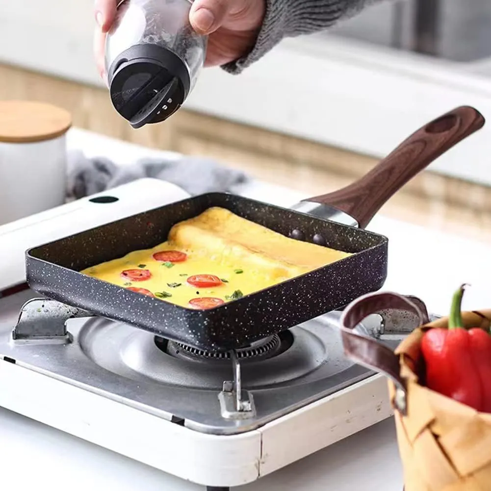 Nonstick Pan-Square Pan,Egg Roll Pan-Rectangle Frying Pan-Small Frying Egg Pan, Easy to Clean,6.3 x 7.8 inch