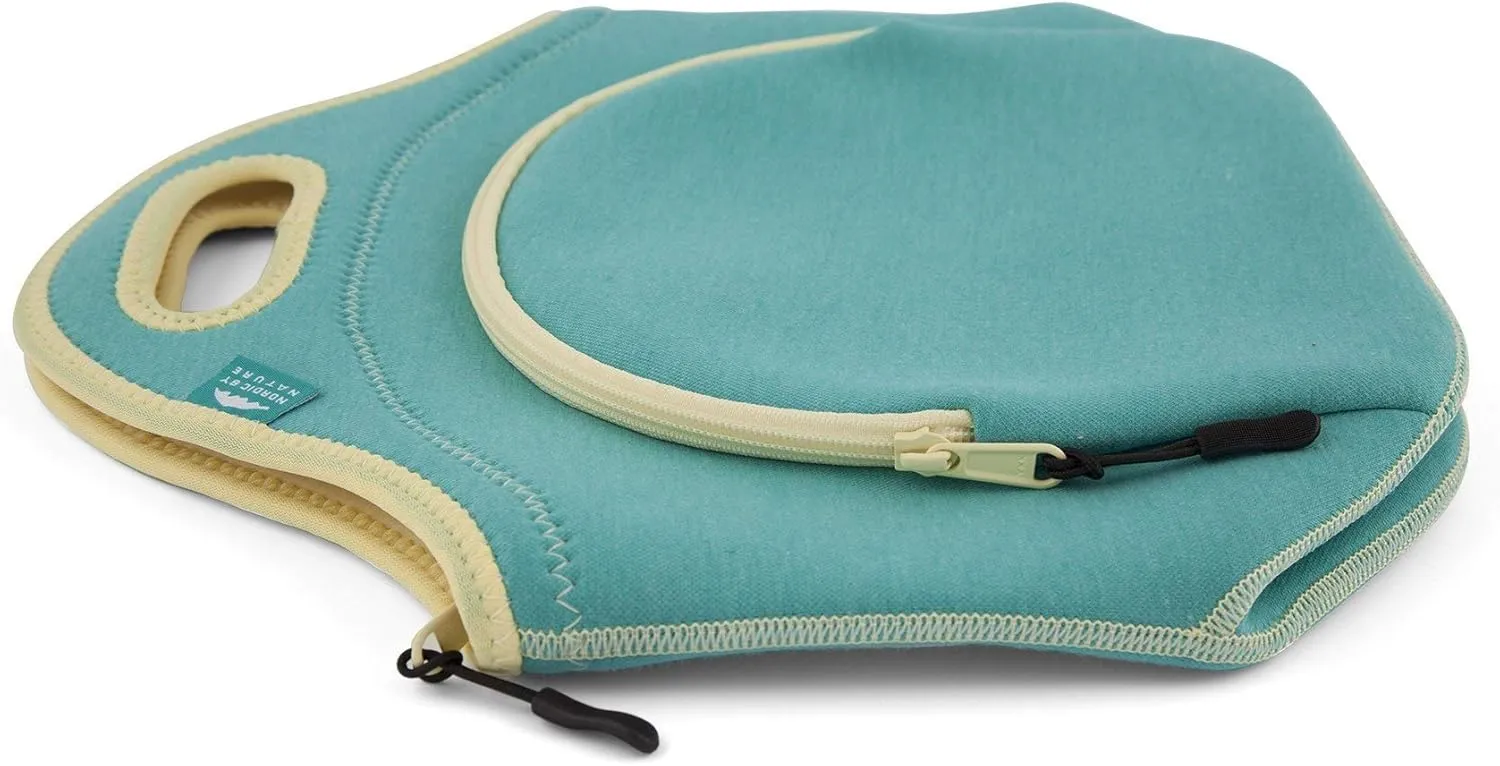 Nordic By Nature Insulated Neoprene Lunch Bag, Soft & Foldable Washable & Reusable Extra-Pocket (L) Lagoon