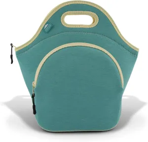 Nordic By Nature Insulated Neoprene Lunch Bag, Soft & Foldable Washable & Reusable Extra-Pocket (L) Lagoon