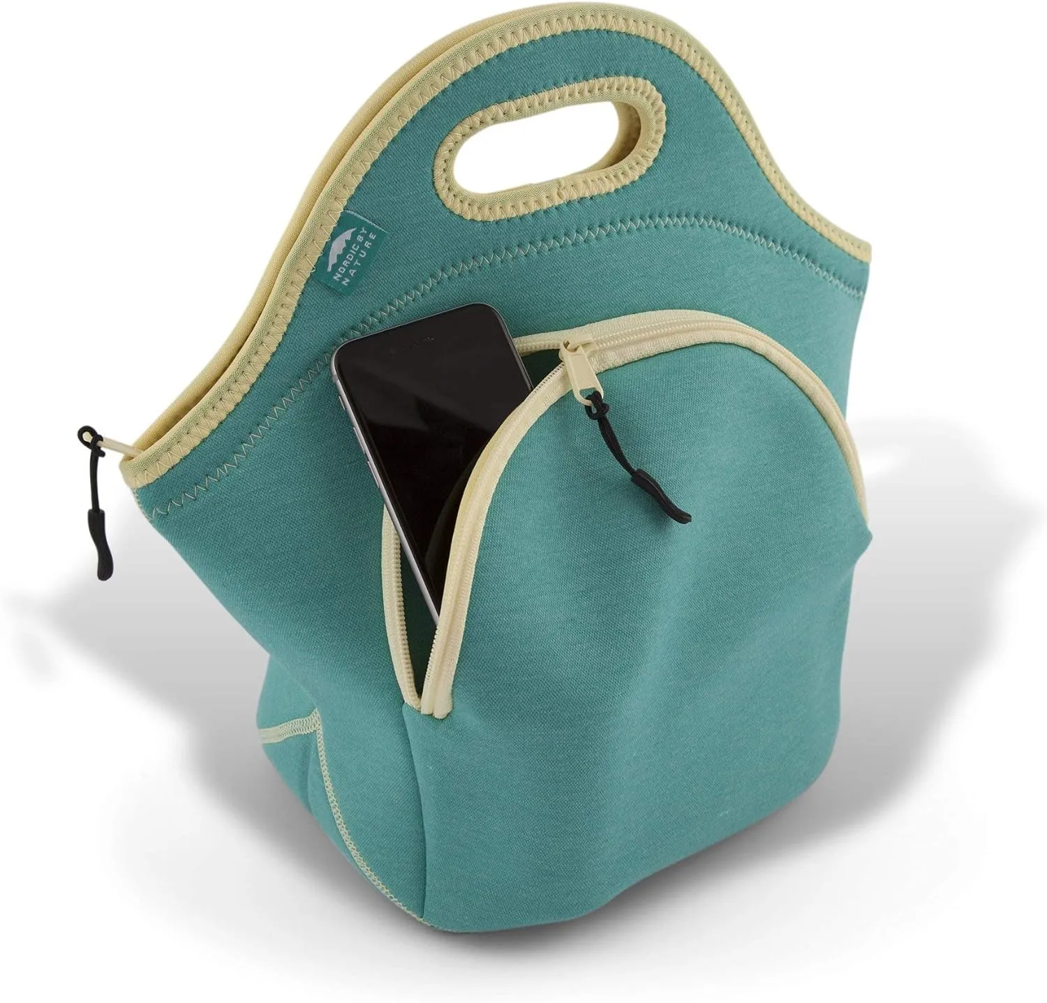 Nordic By Nature Insulated Neoprene Lunch Bag, Soft & Foldable Washable & Reusable Extra-Pocket (L) Lagoon