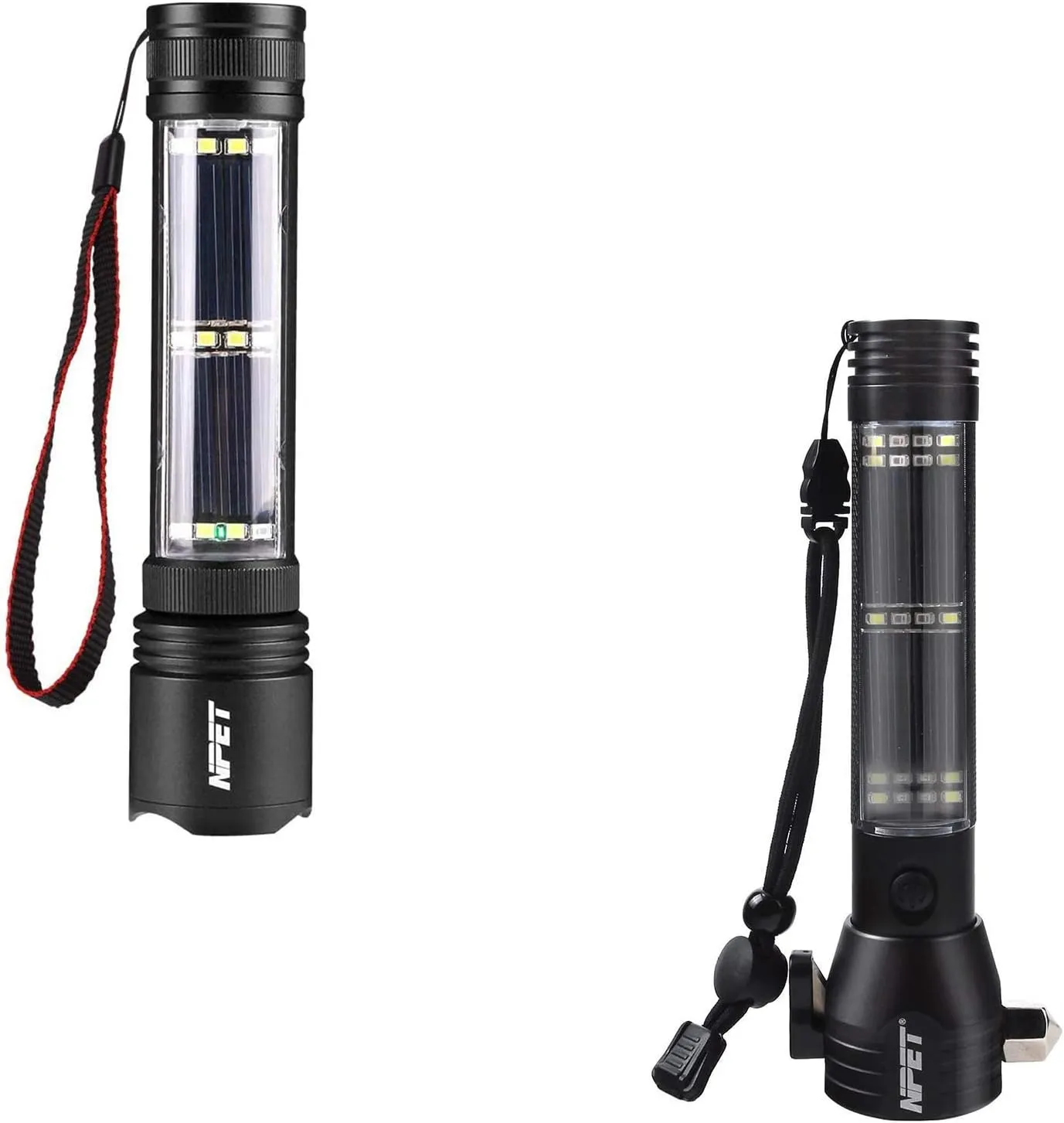 NPET T09 Solar Flashlights  T08-2 Solar Power Flashlight Car Flashlight Bundle