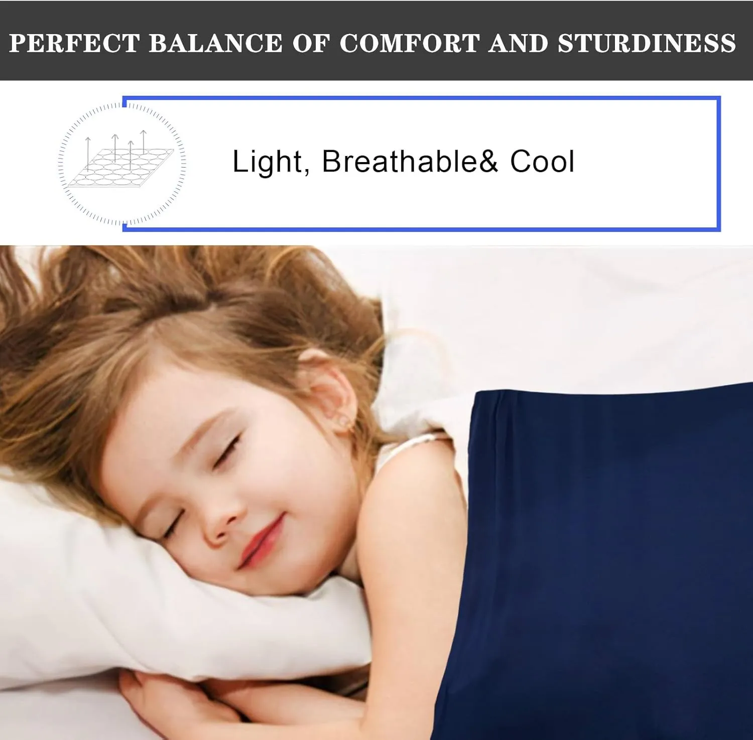 Ntomtuex Sensory Bed Sheet for Kids Compression Reduced Pressure Weighted Blanket to Keep Nice Sleeping Comfortable with Light Breathable Polyester, Dark Navy,54"x60"