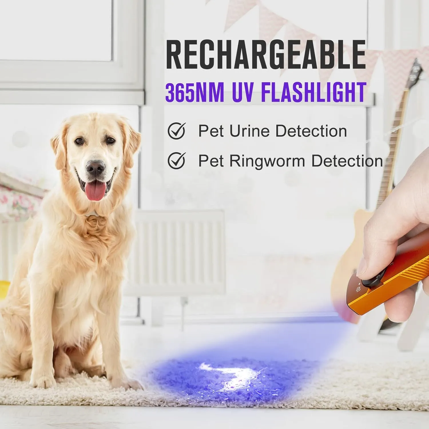 OLIGHT Arkfeld UV Rechargeable EDC Flashlight, 1000 Lumens White LED and 365nm Blacklight Combo for Outdoors, Emergency, Working, Pet Urine Detection (Orange NW)