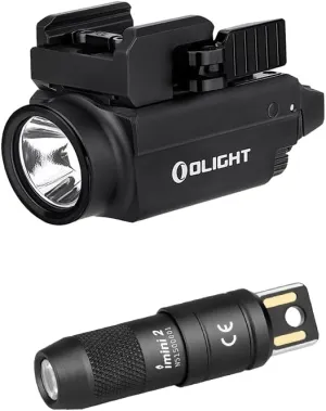 OLIGHT Baldr S 800 Lumens Compact Rail Mount Weaponlight with Green Beam and White LED Combo Bundle IMINI 2 EDC Rechargeable Keychain Flashlight