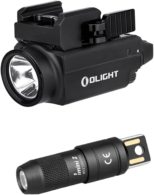 OLIGHT Baldr S 800 Lumens Compact Rail Mount Weaponlight with Green Beam and White LED Combo Bundle IMINI 2 EDC Rechargeable Keychain Flashlight