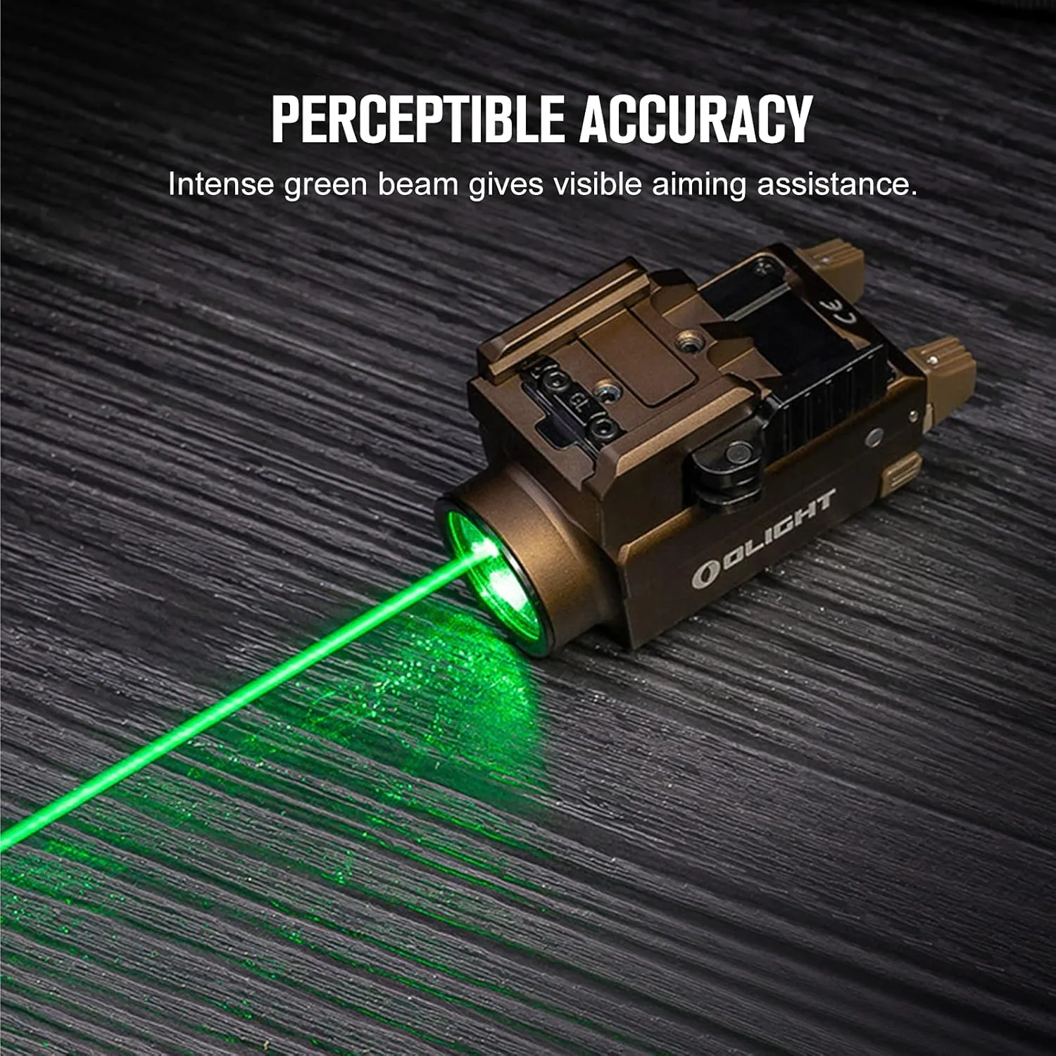 OLIGHT Baldr S 800 Lumens Compact Rail Mount Weaponlight with Green Beam and White LED Combo, Magnetic USB Rechargeable Tactical Flashlight with 1913 or GL Rail, Battery Included (Desert Tan)