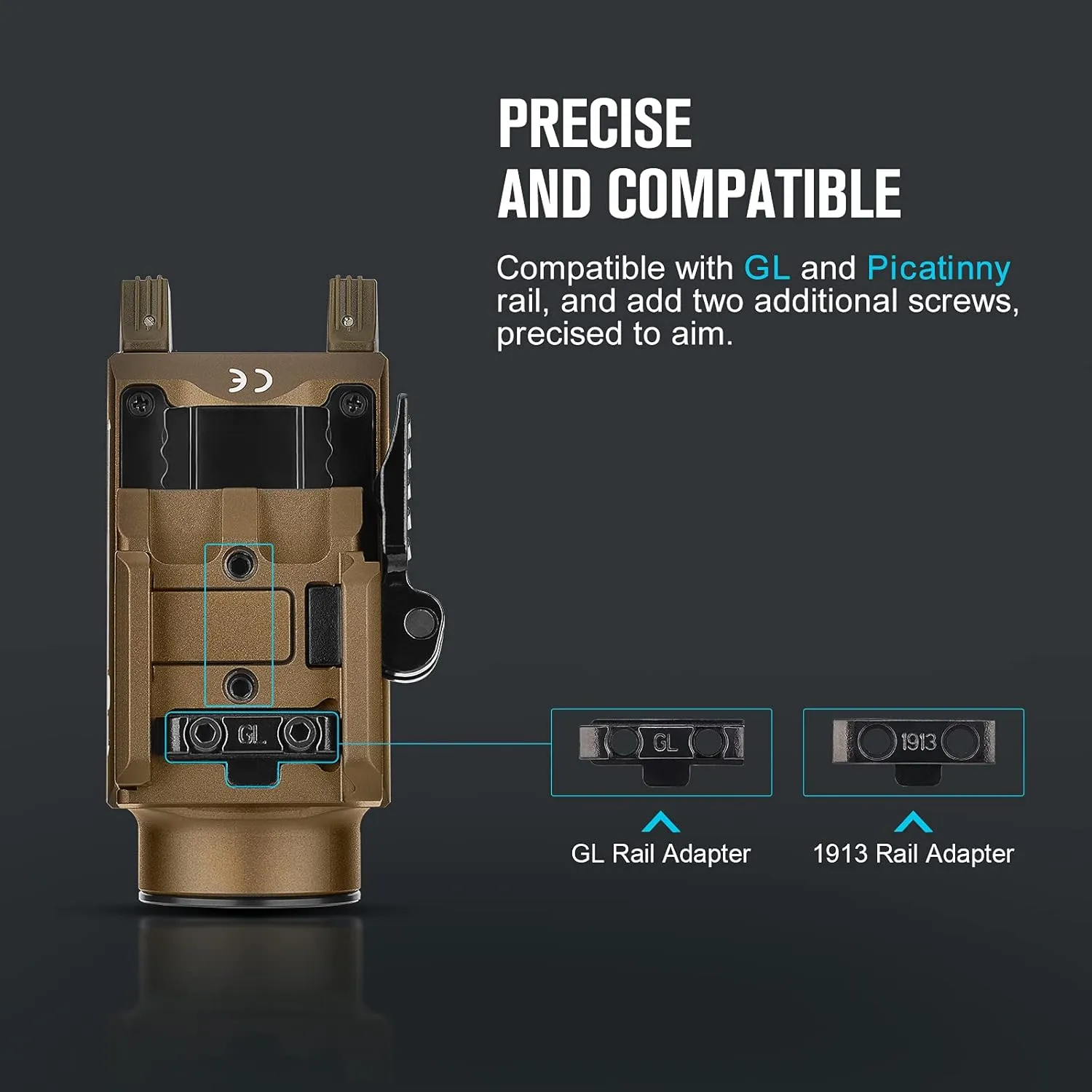 OLIGHT Baldr S 800 Lumens Compact Rail Mount Weaponlight with Green Beam and White LED Combo, Magnetic USB Rechargeable Tactical Flashlight with 1913 or GL Rail, Battery Included (Desert Tan)