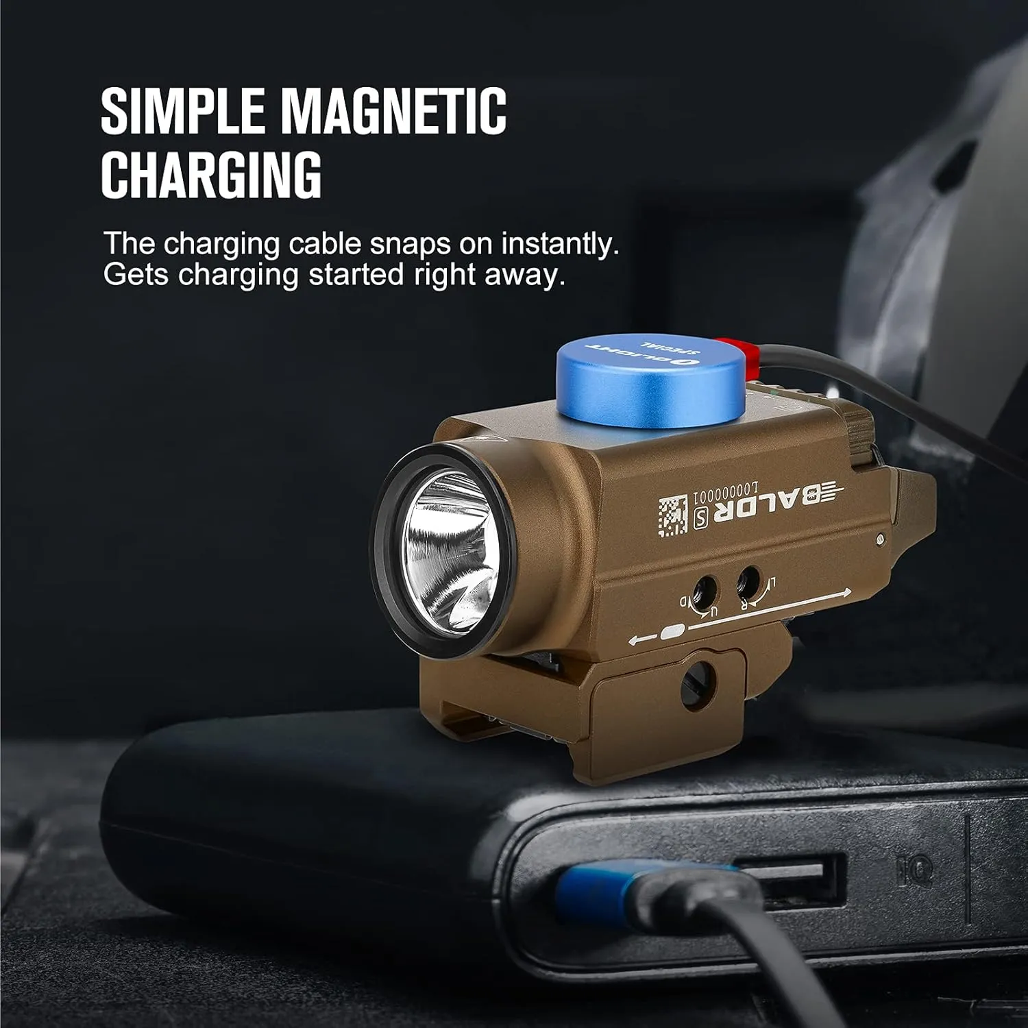 OLIGHT Baldr S 800 Lumens Compact Rail Mount Weaponlight with Green Beam and White LED Combo, Magnetic USB Rechargeable Tactical Flashlight with 1913 or GL Rail, Battery Included (Desert Tan)