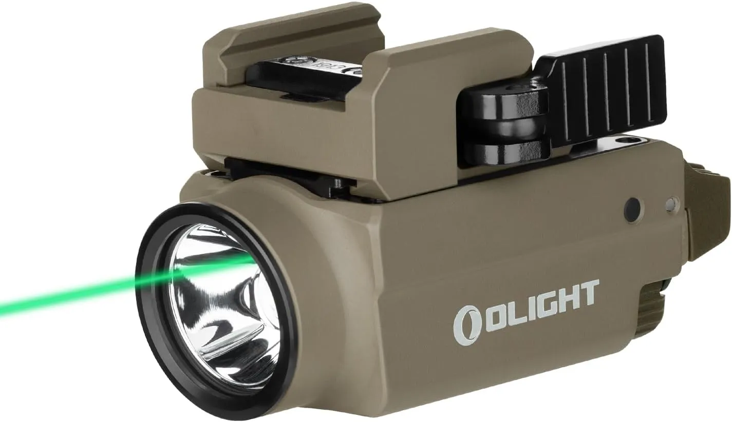 OLIGHT Baldr S 800 Lumens Compact Rail Mount Weaponlight with Green Beam and White LED Combo, Magnetic USB Rechargeable Tactical Flashlight with 1913 or GL Rail, Battery Included (Flat Dark Earth)