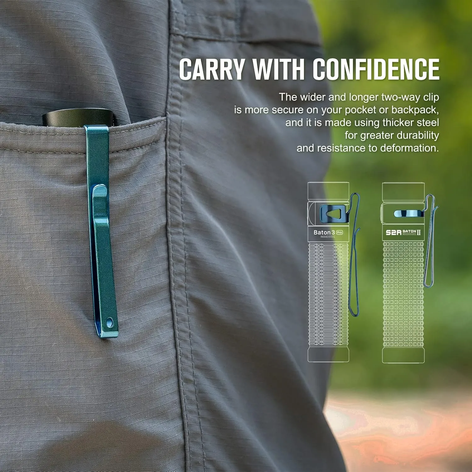 OLIGHT Baton3 Pro 1500 Lumens EDC Rechargeable Flashlights with MCC3, with L-Shape Stand and High Performance LED Light for Camping and Emergency (Cool White Light: 5700~6700K)