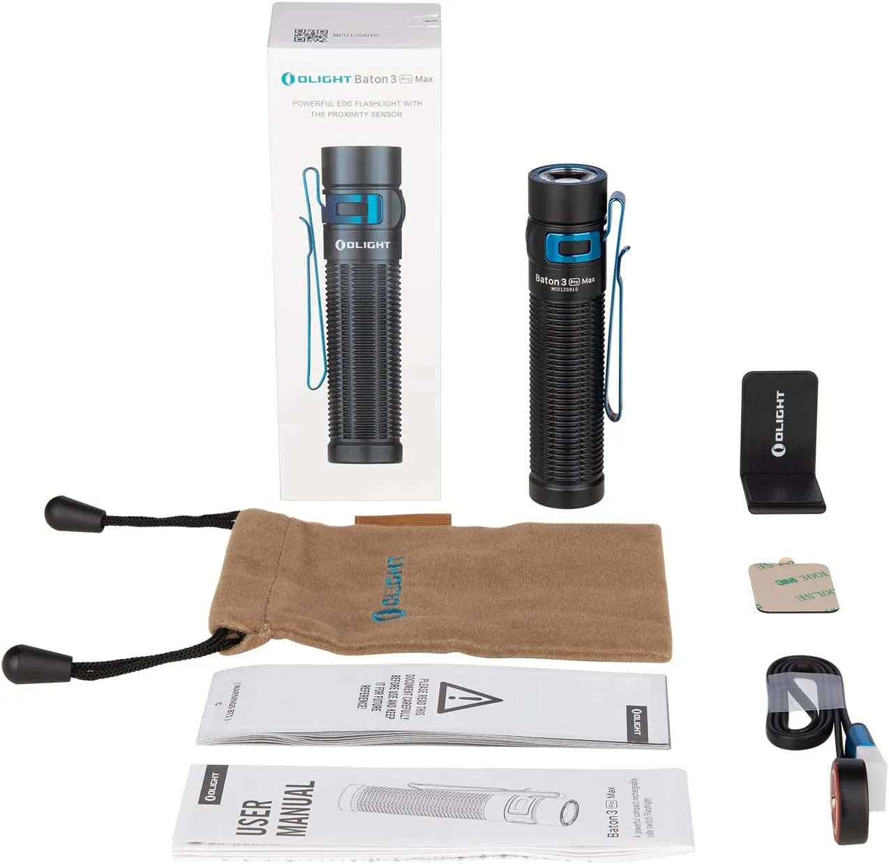 OLIGHT Baton3 Pro Max 2500 Lumens Rechargeable Compact EDC Pocket Flashlights with Safety Proximity Sensor, for Camping, Hiking, and Emergency (Cool White Light: 5700~6700K)