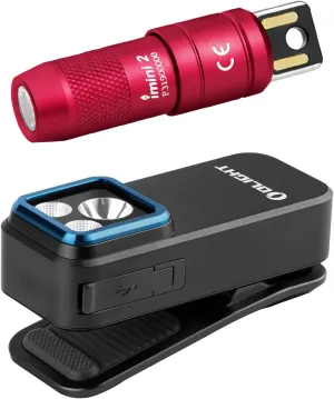 OLIGHT IMINI 2 EDC Rechargeable Keychain Flashlight Bundle Oclip Pro Flash Light Clip-on with Three Lighting Solutions Type-C Charging