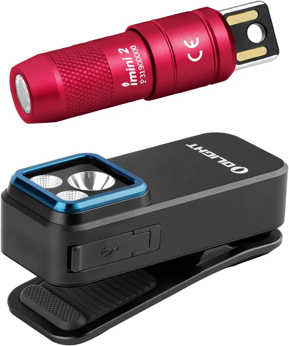 OLIGHT IMINI 2 EDC Rechargeable Keychain Flashlight Bundle Oclip Pro Flash Light Clip-on with Three Lighting Solutions Type-C Charging